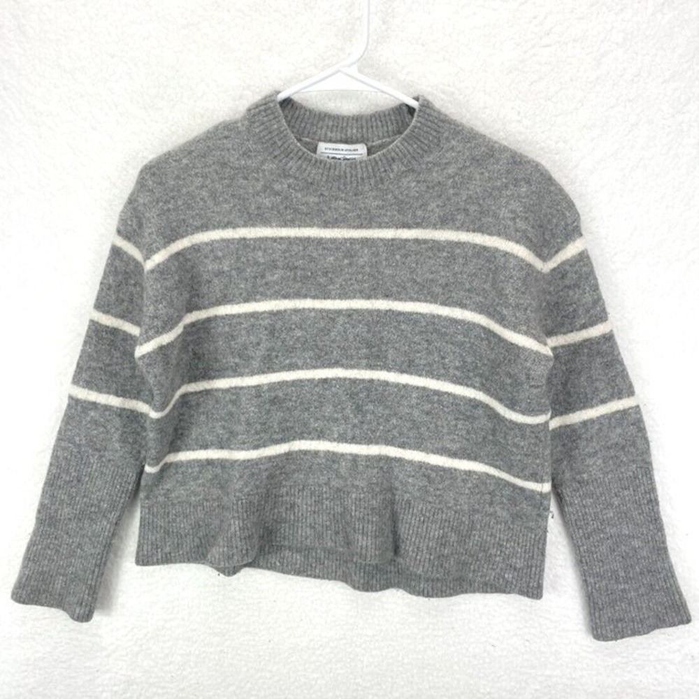 & Other Stories Stockholm Atelier Striped Knit Sweater Womens S Gray Wool Cozy